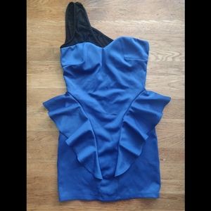 Blue One Shoulder Mini Dress